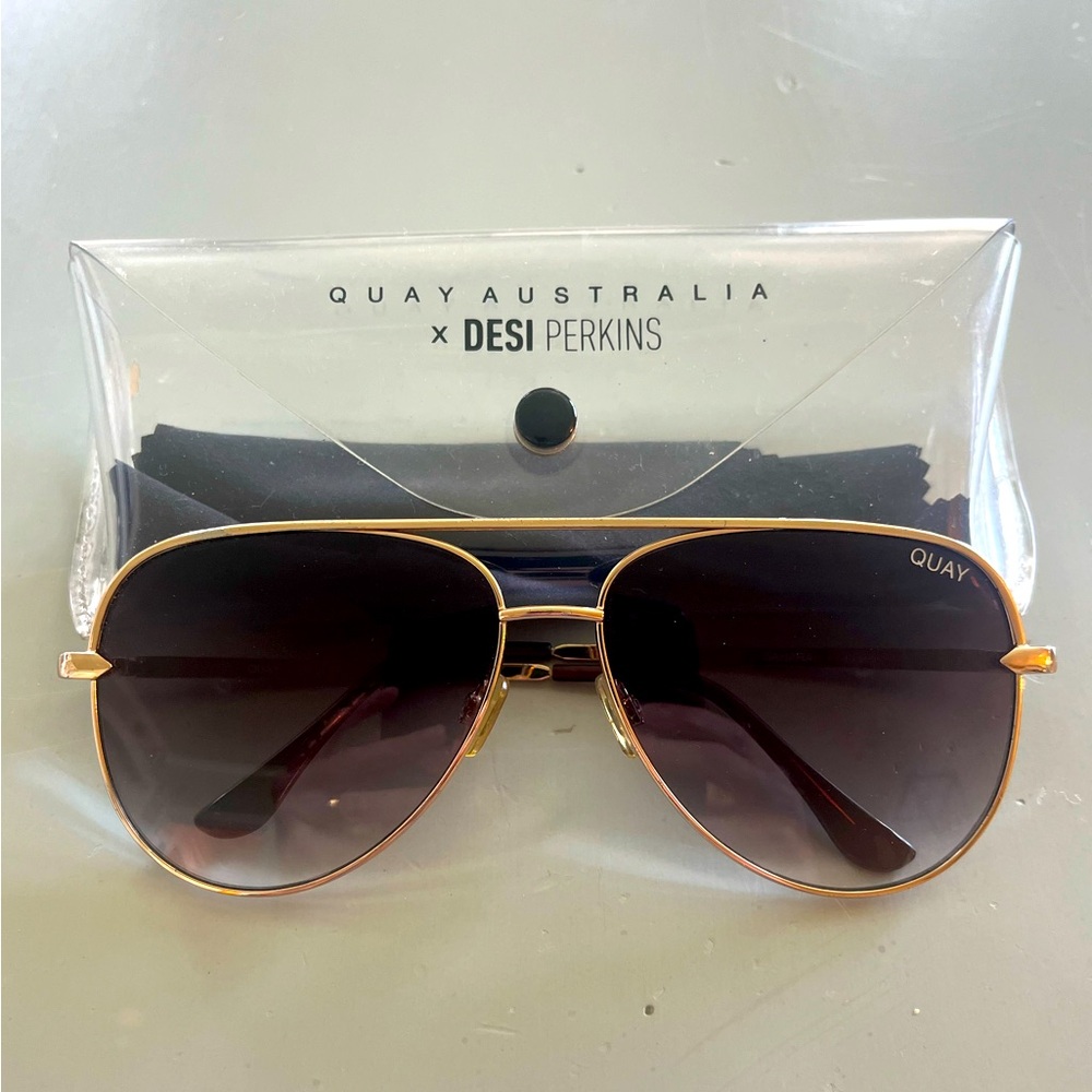 Quay x Desi Perkins High Key Aviator Sunglasses